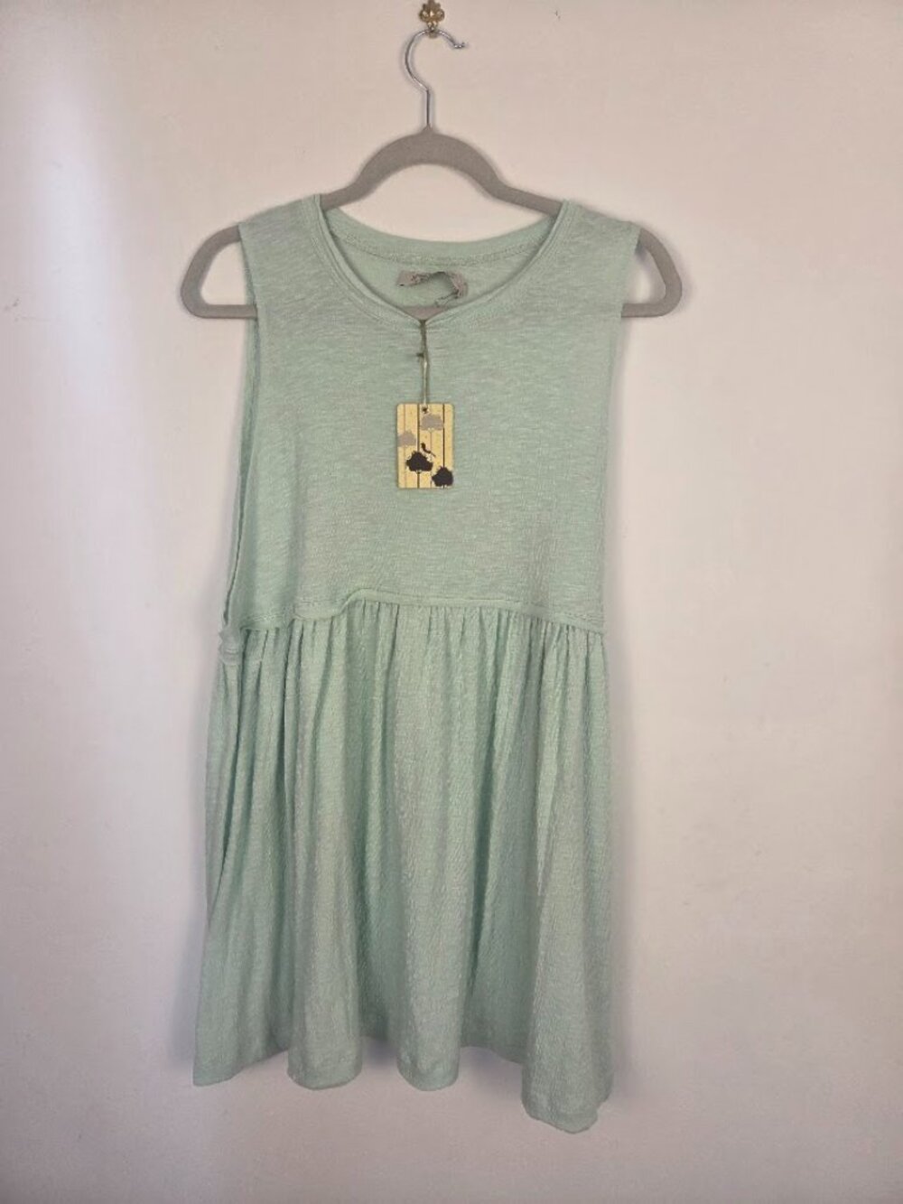 PROPAGANDA Liana Mini Tie/Skater Dress-Mint Green-Size XS/Tiered Babydoll Top